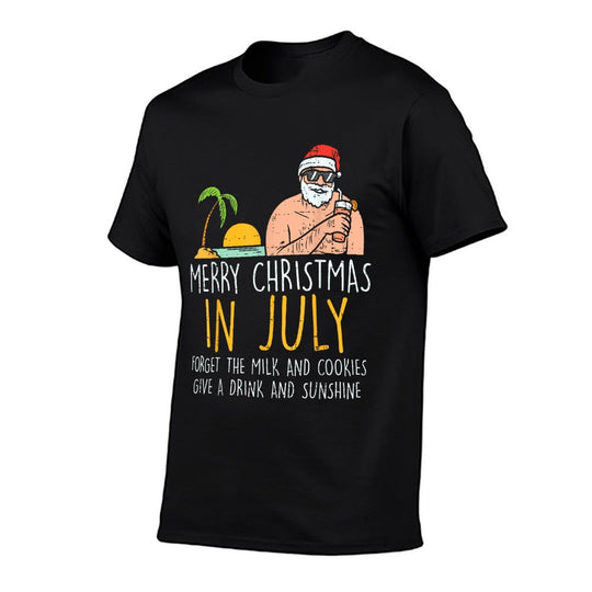 Merry Christmas In July Santa Beach Cocktail Summer Xmas for Men Women  Stretchy T-Shirt