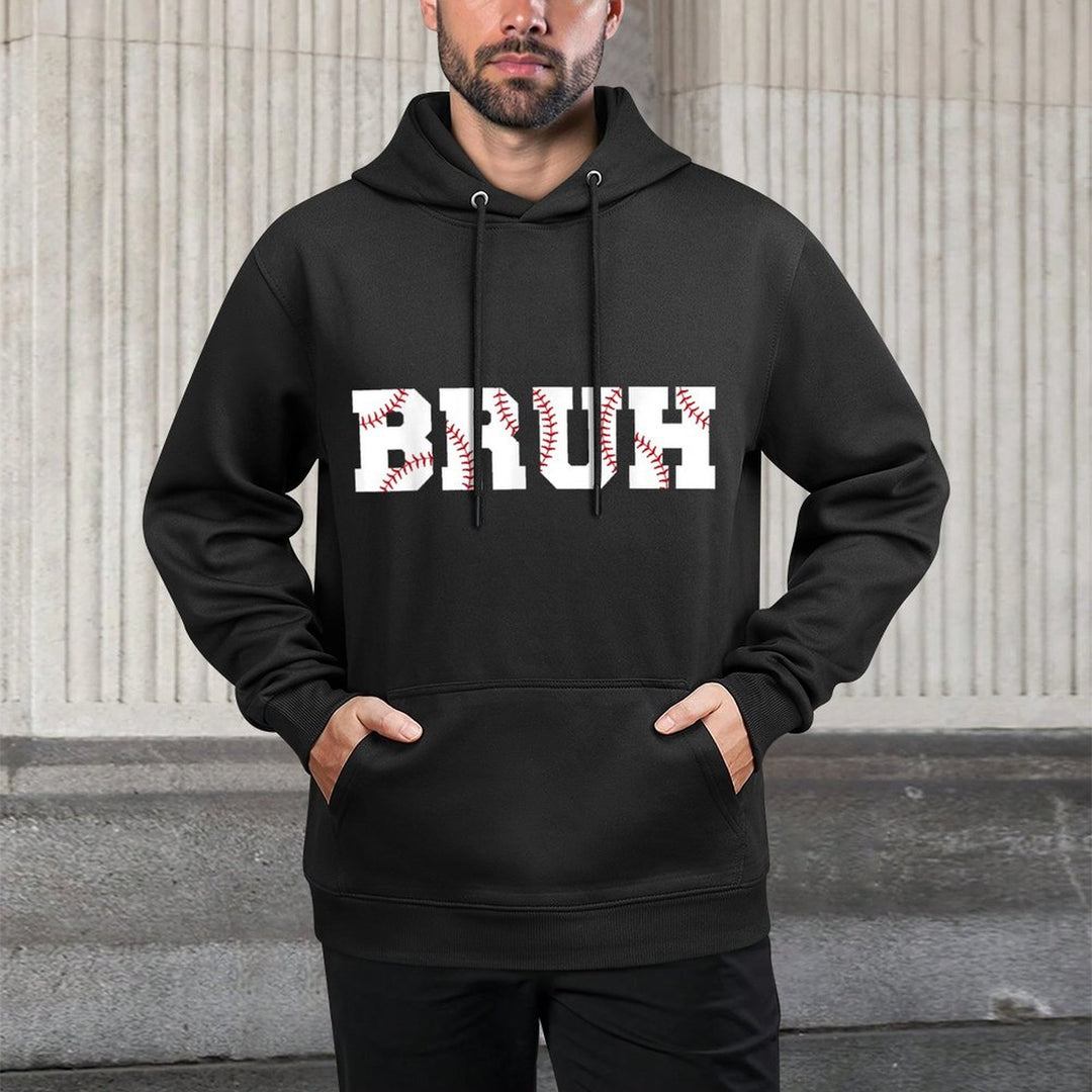 Bruh Meme Funny Baseball Brother Son Boys Machine Washable Hoodie