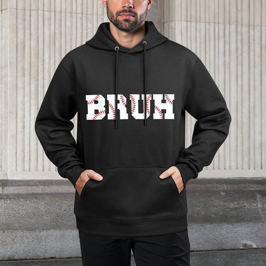 Bruh Meme Funny Baseball Brother Son Boys Machine Washable Hoodie