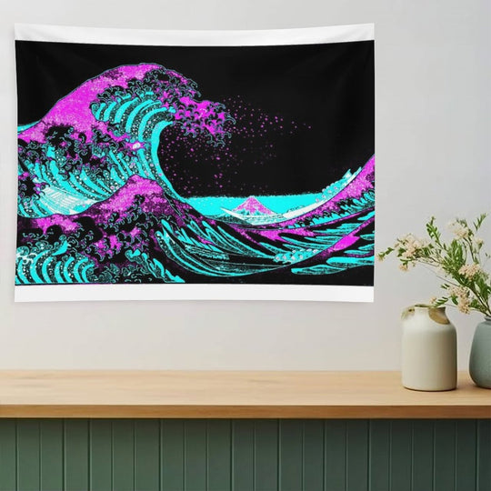 Vapourwaves Japanese Digital Art Tapestry