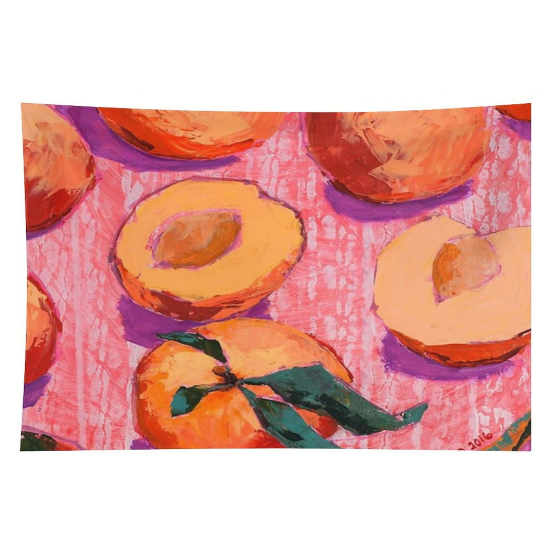 Peaches on Pink Background Tapestry