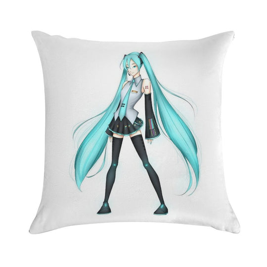 Hatsune Miku (Full Body) Soft Durable Construction Throw Pillow