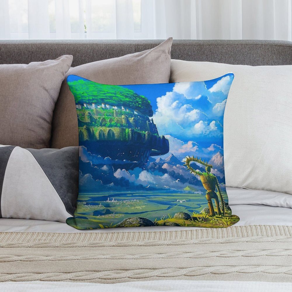 Castle over The Clouds Soft High-Density Material Throw Pillow