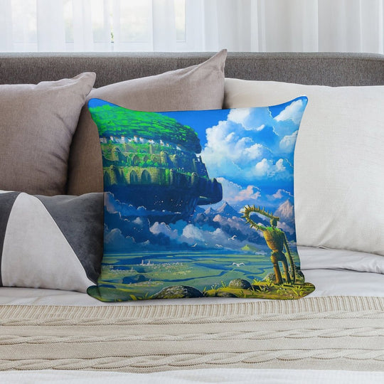 Castle over The Clouds Soft High-Density Material Throw Pillow