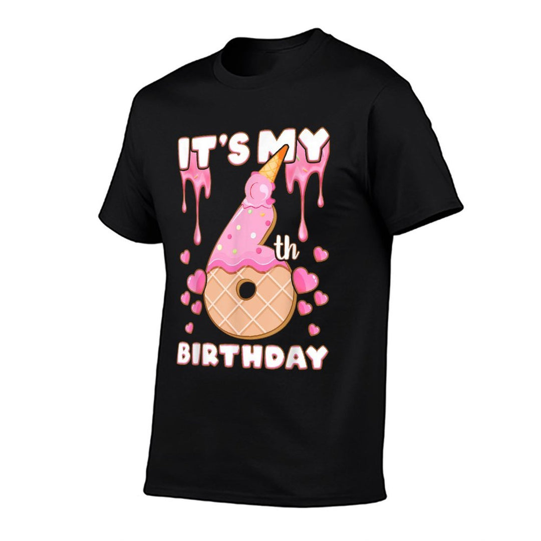Birthday, Girl 6 Years, Ice Cream, It's My 6th Birthday  Slim-fit Cut T-Shirt