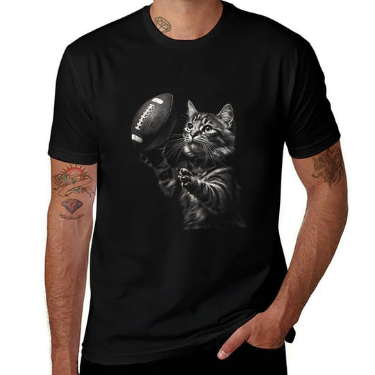 Football Cat Funny American Football Kitten Women Men Kids  Classic T-Shirt