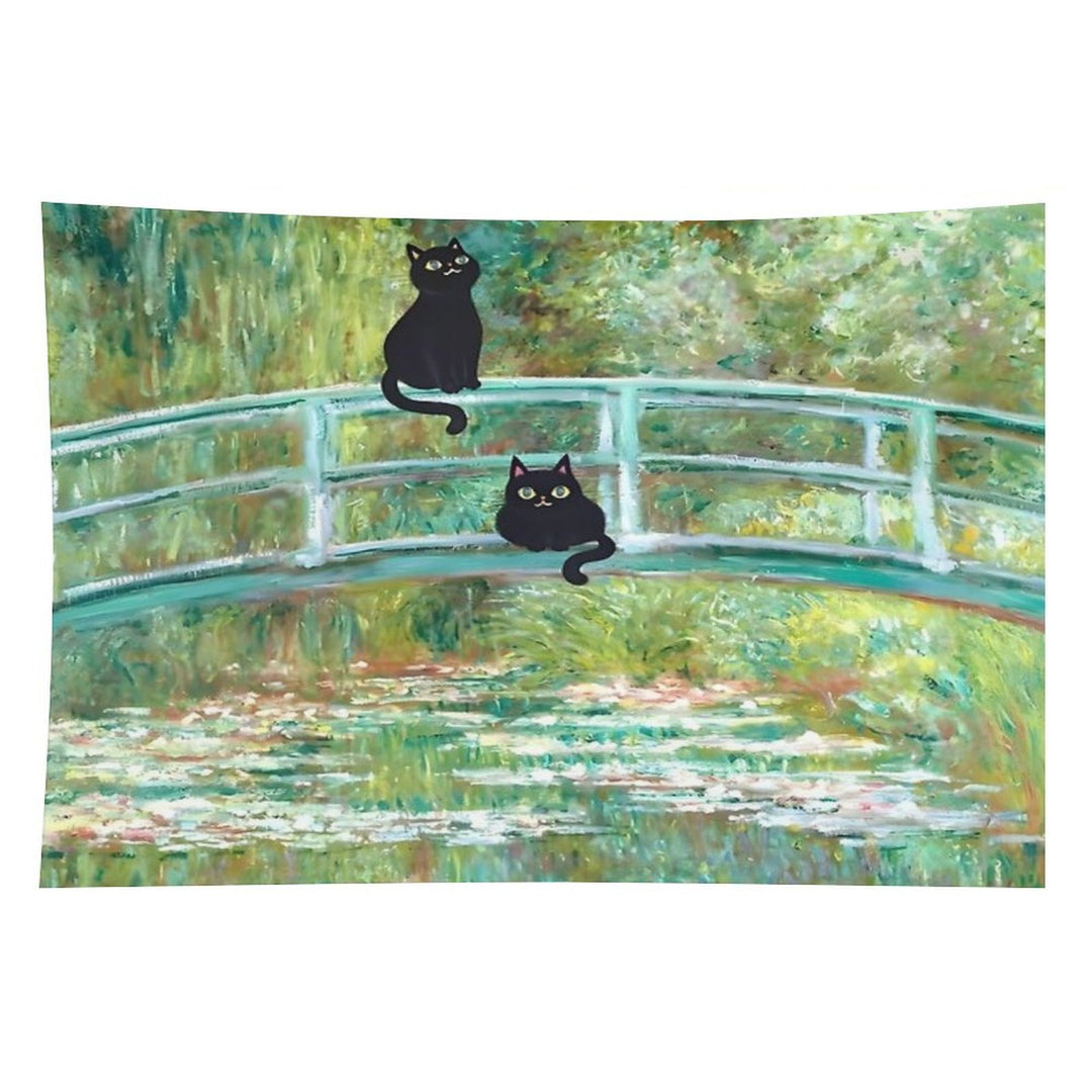Monet's The Water Lily Pond Bridge with The Cats Tapestry