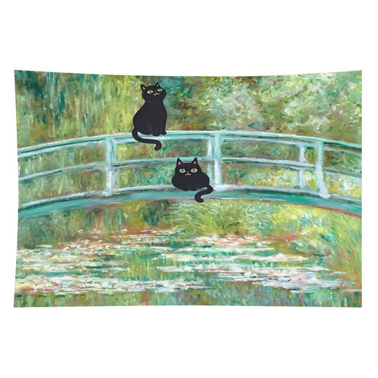 Monet's The Water Lily Pond Bridge with The Cats Tapestry