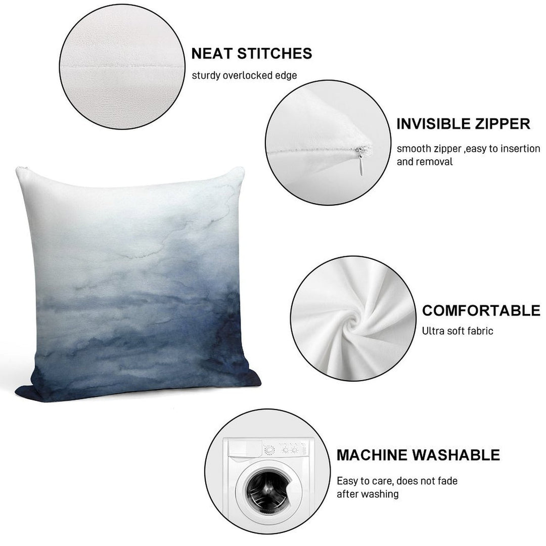 Indigo Abstract Painting  No.2 Soft Short Plush Fabric Throw Pillow