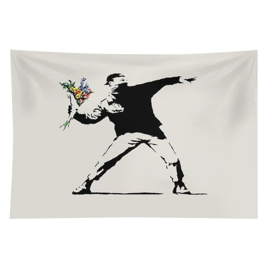 Banksy - Flower Thrower Tapestry