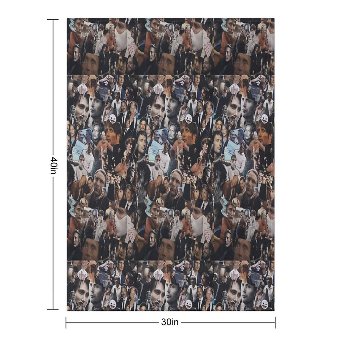 Mads Mikkelsen Collage Multi-functional Throw Blanket