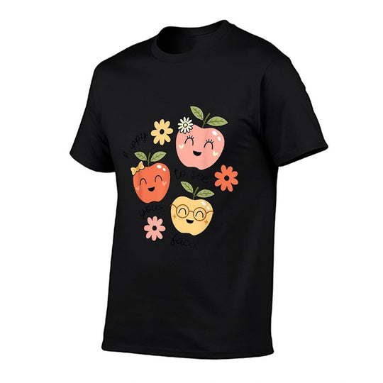 Happy to See Your Face Cute Apple Teacher Back to School  High-quality Stitching T-Shirt