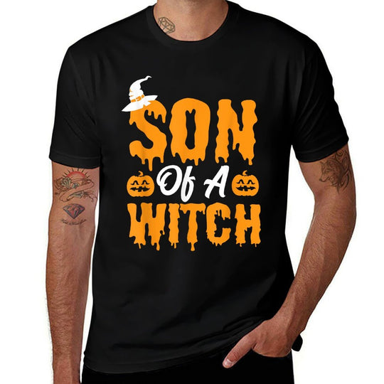 Son of A Witch Halloween Trick Or Treat Boys Wizard  High-quality Stitching T-Shirt