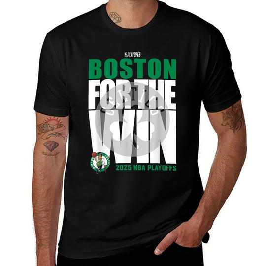 NBA Official Boston Celtics For The Win 2025 Playoffs  Affordable Price T-Shirt