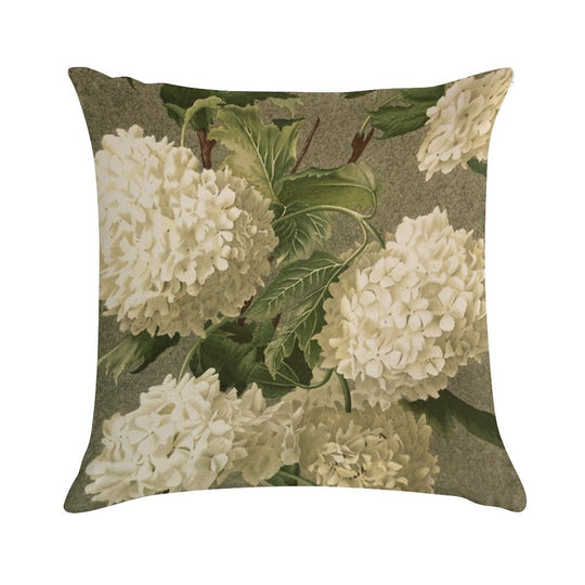 Vintage Victorian White Hydrangea Floral Soft Anti-Pilling Throw Pillow