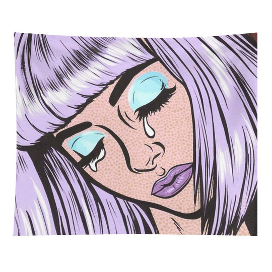 Lilac Bangs Crying Comic Girl Tapestry