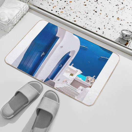 Santorini Oia Greece , Path to Paradise  Pet-Safe Bath Mat
