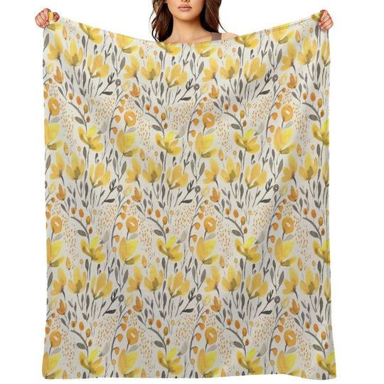 Yellow Field Wrinkle-free Throw Blanket