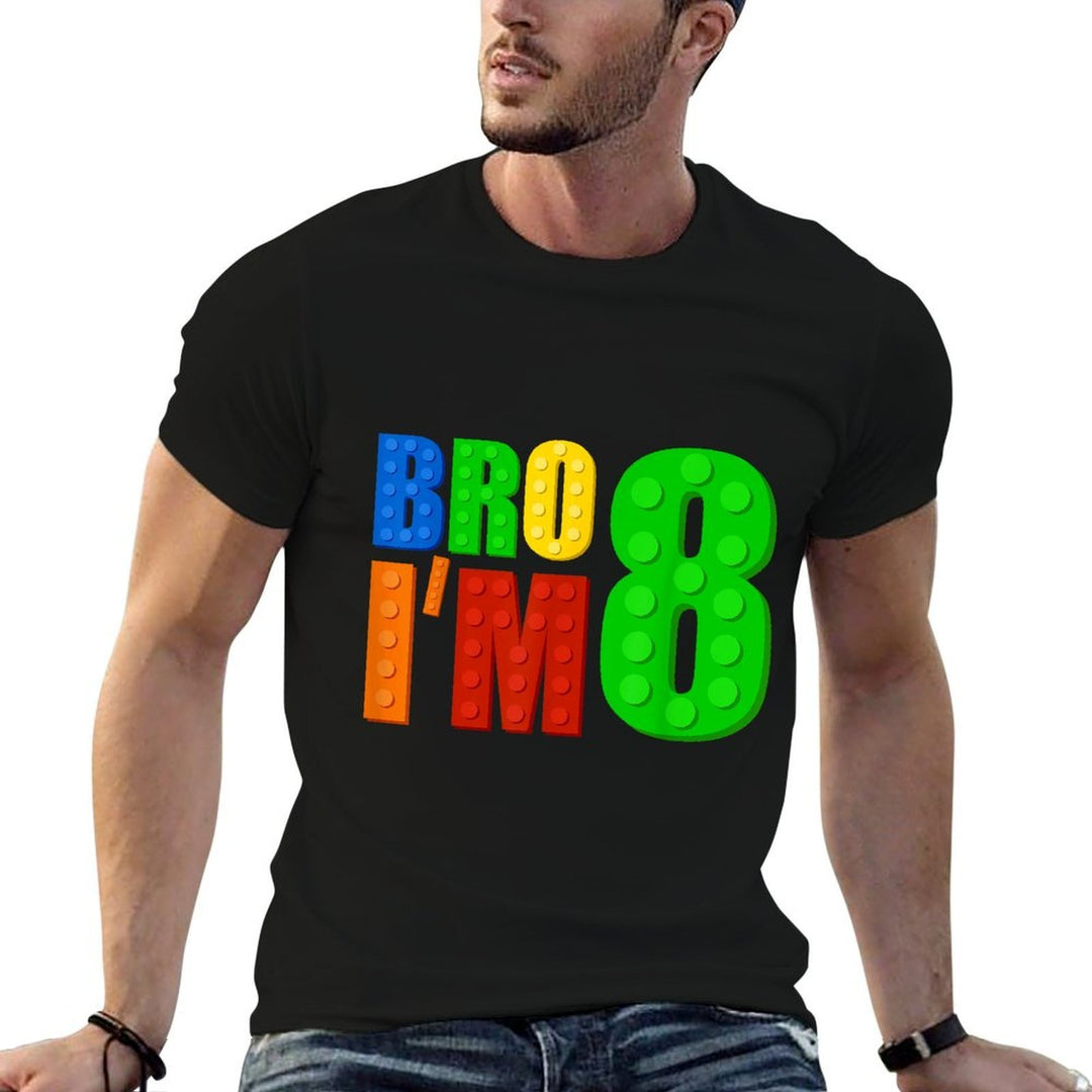 Bro I’m 8 Building Blocks 8th Birthday Boy 8 Years Old Kids  Stretchy T-Shirt