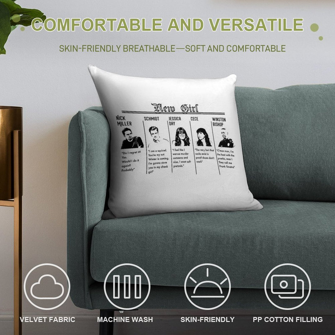 New Girl Soft High-Density Material Throw Pillow
