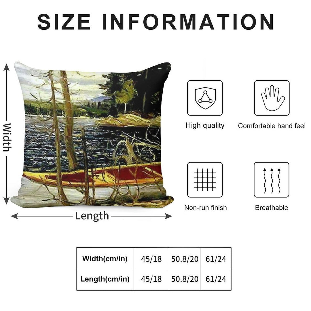 THE CANOE  Vintage 1917 Tom Thomson Algonquin Park Art Print Soft Durable Construction Throw Pillow