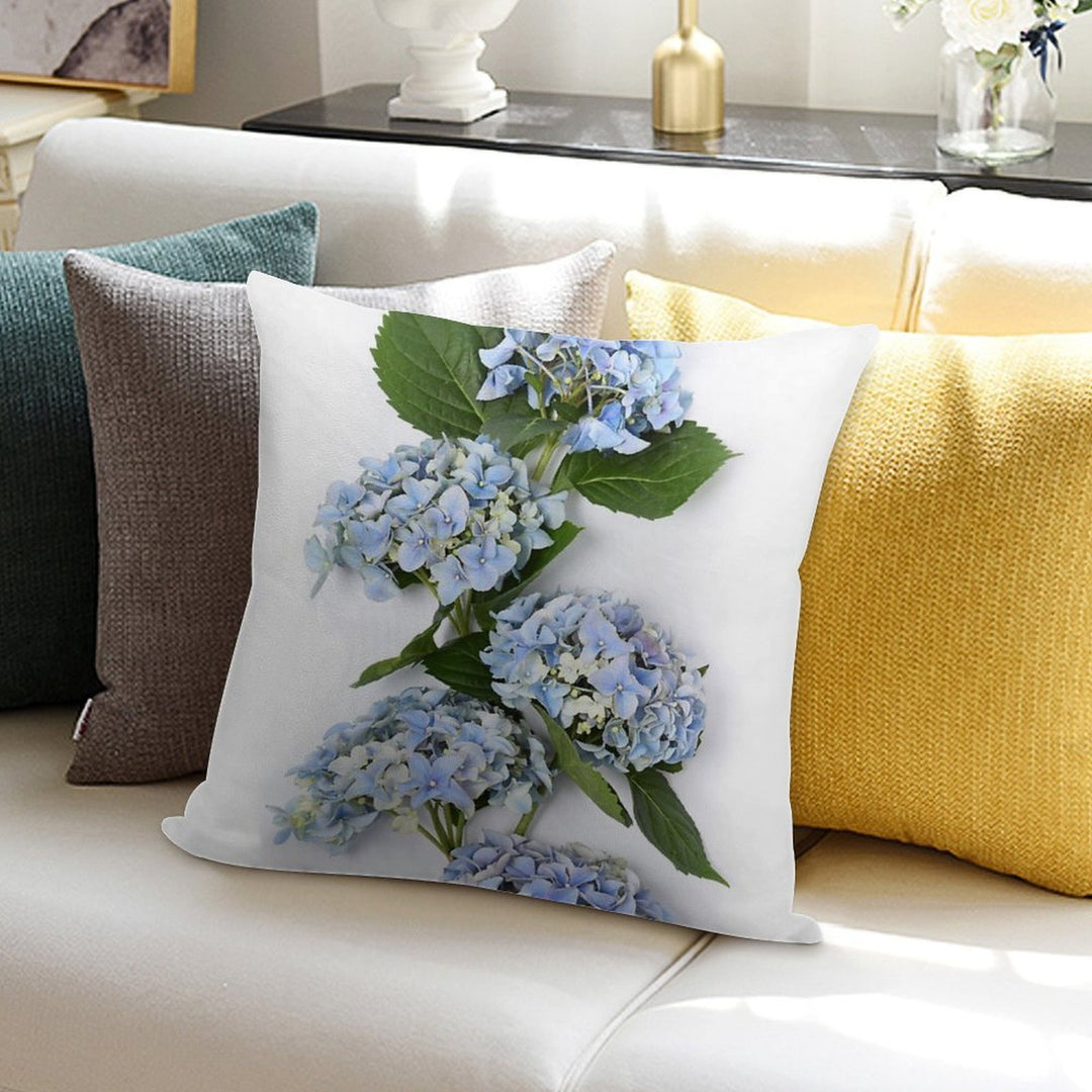 Bouquet of Blue Hydrangea Flowers Soft High-Density Material Throw Pillow