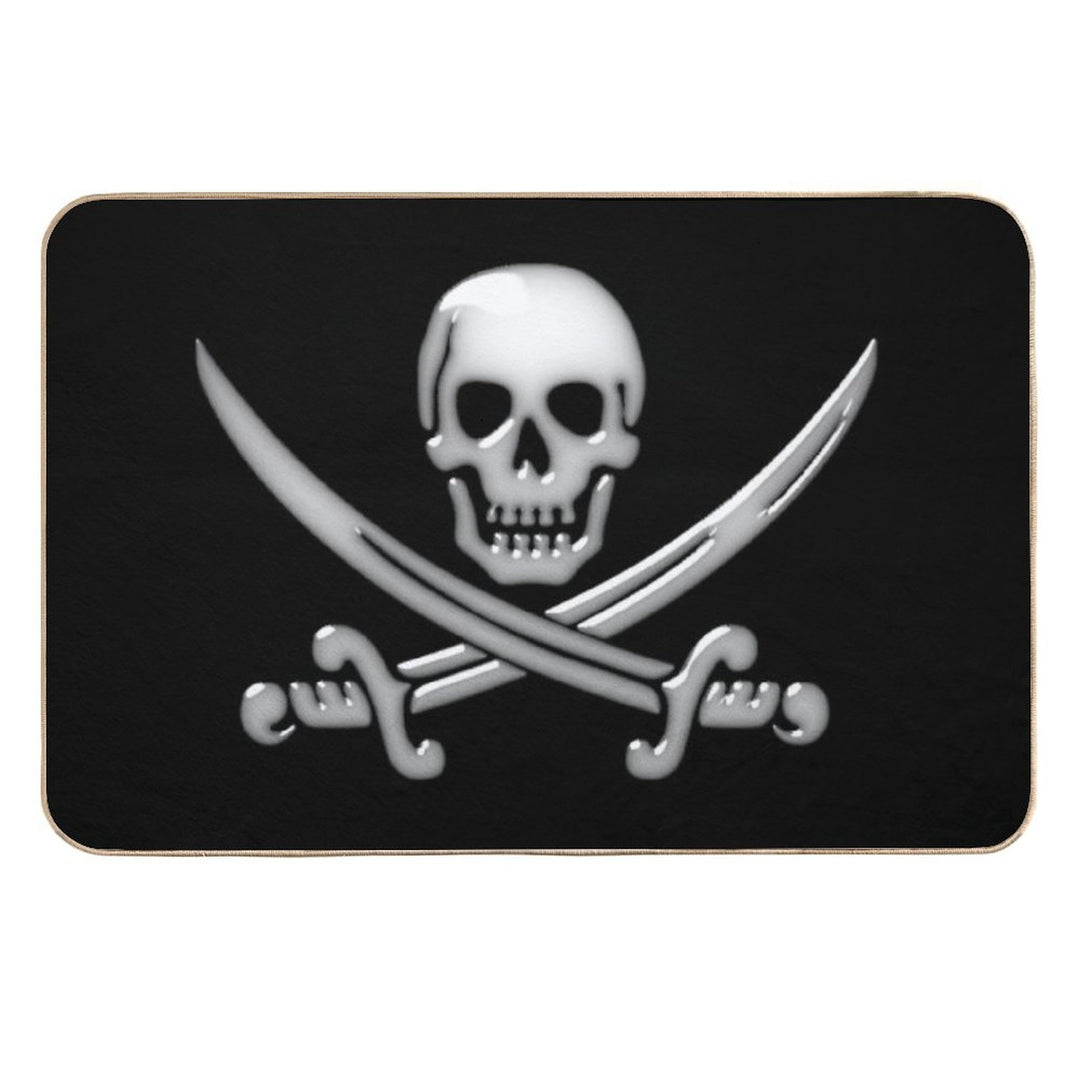 Glassy Pirate Skull & Sword Crossbones  Anti-Trip Bath Mat