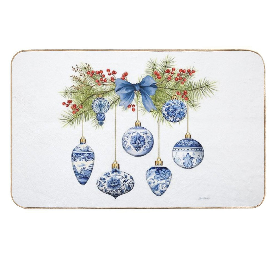 Blue Chinoiserie Christmas A  Toxin-Free Bath Mat