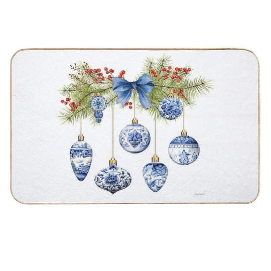 Blue Chinoiserie Christmas A  Toxin-Free Bath Mat