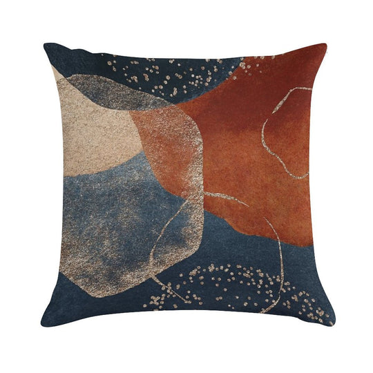 Modern Abstract Terracotta Blush And Navy Blue Soft Short Plush Fabric Throw Pillow