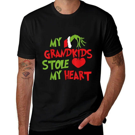 My Grandkids Stole My Heart Christmas Xmas Family Matching  Breathable T-Shirt