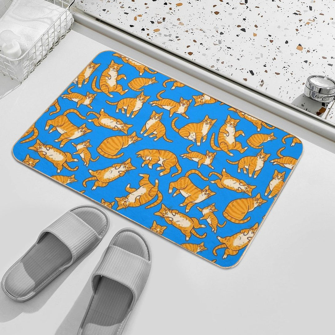 Ginger Tabby Love  Fade-Resistant Bath Mat