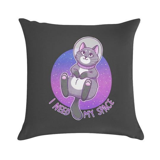 I Need My Space Astronaut Kitty Soft Reinforced Edging Throw Pillow