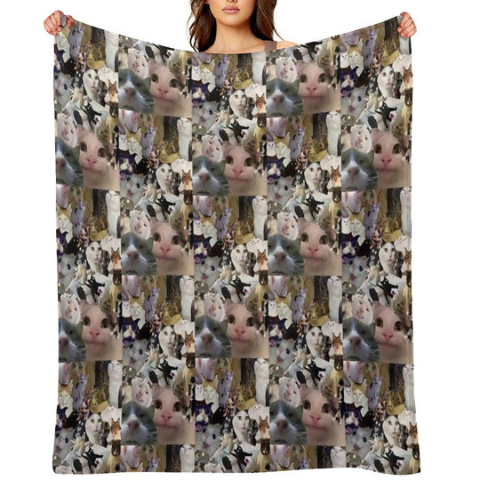 Cursed Cat Collage Anti-pilling Throw Blanket