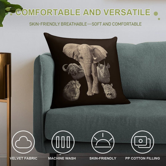 Big Five Africa Safari Soft Ultra-Soft Texture Throw Pillow