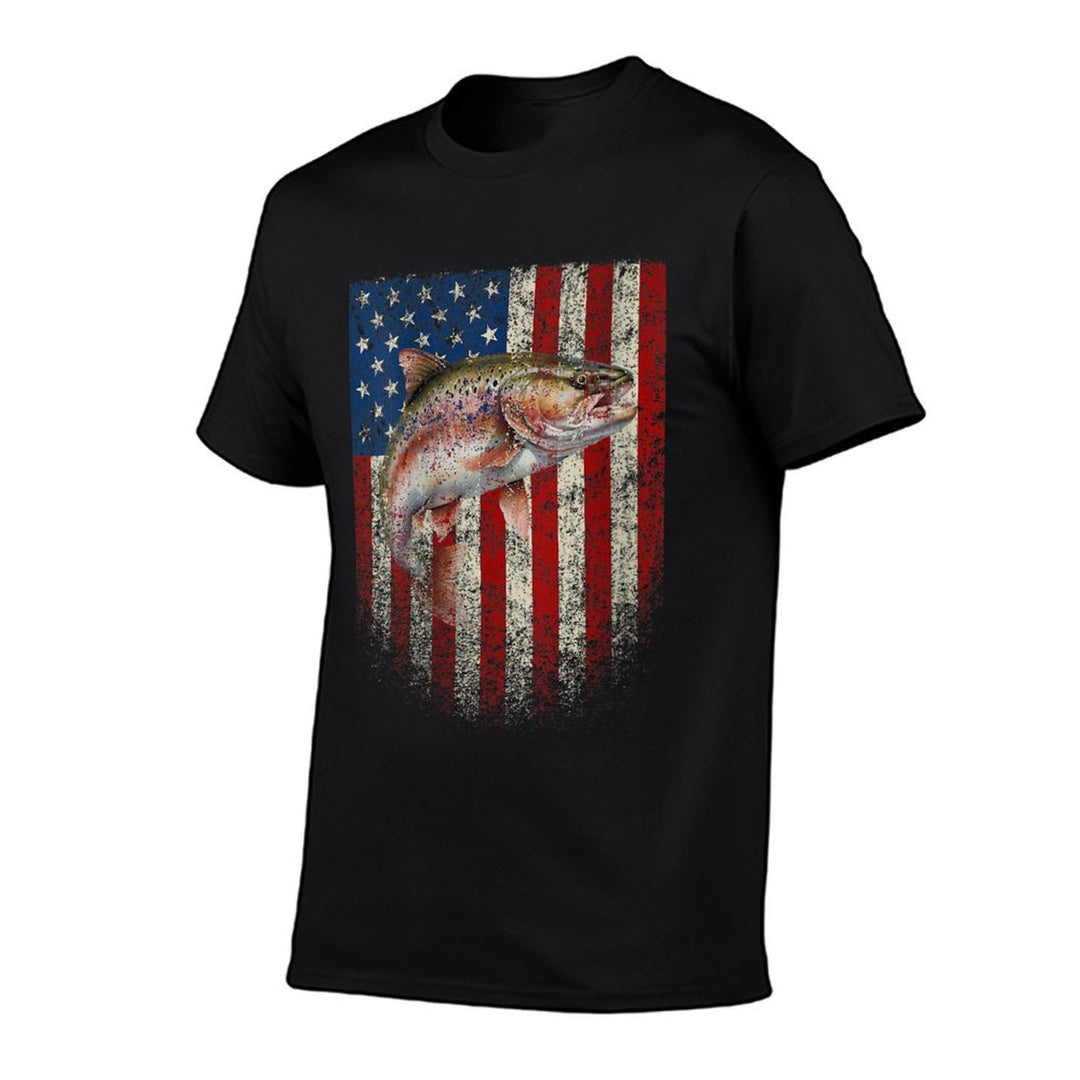 Womens American USA Rainbow Trout Fishing Red White Blue  Breathable T-Shirt