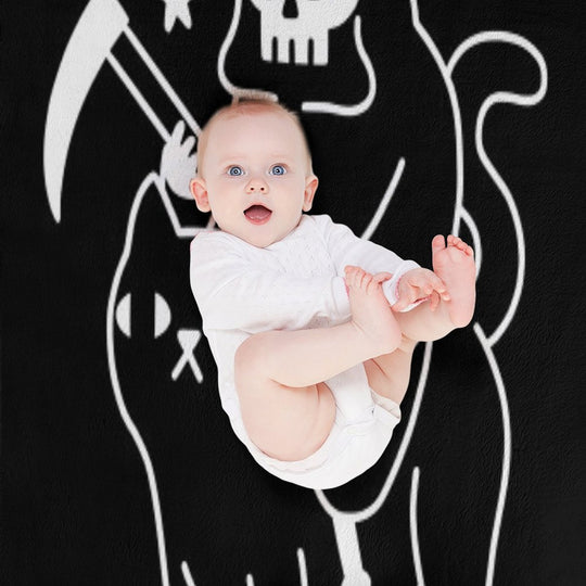 Death Rides A Black Cat Durable Throw Blanket