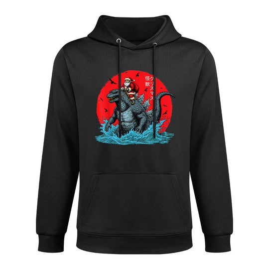 Christmas Santa Riding Japanese Monster Kaiju Santazilla Versatile Streetwear Hoodie