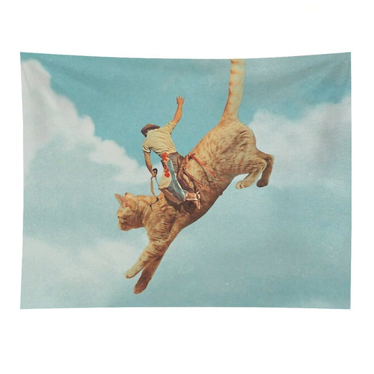 Meehaw - Rodeo Cat  Bronc Tapestry