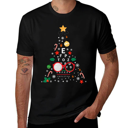 Christmas Tree Optician Optometrist  Merry Xmas New Year  Oversized Silhouette T-Shirt