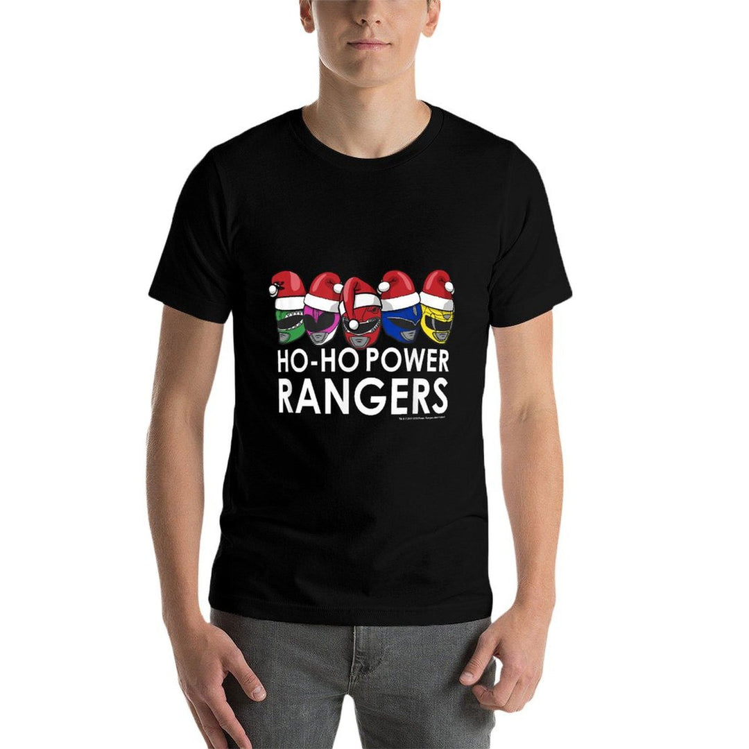 Power Rangers Christmas Group Shot Line Up Ho-Ho Rangers  Polyester Blend T-Shirt