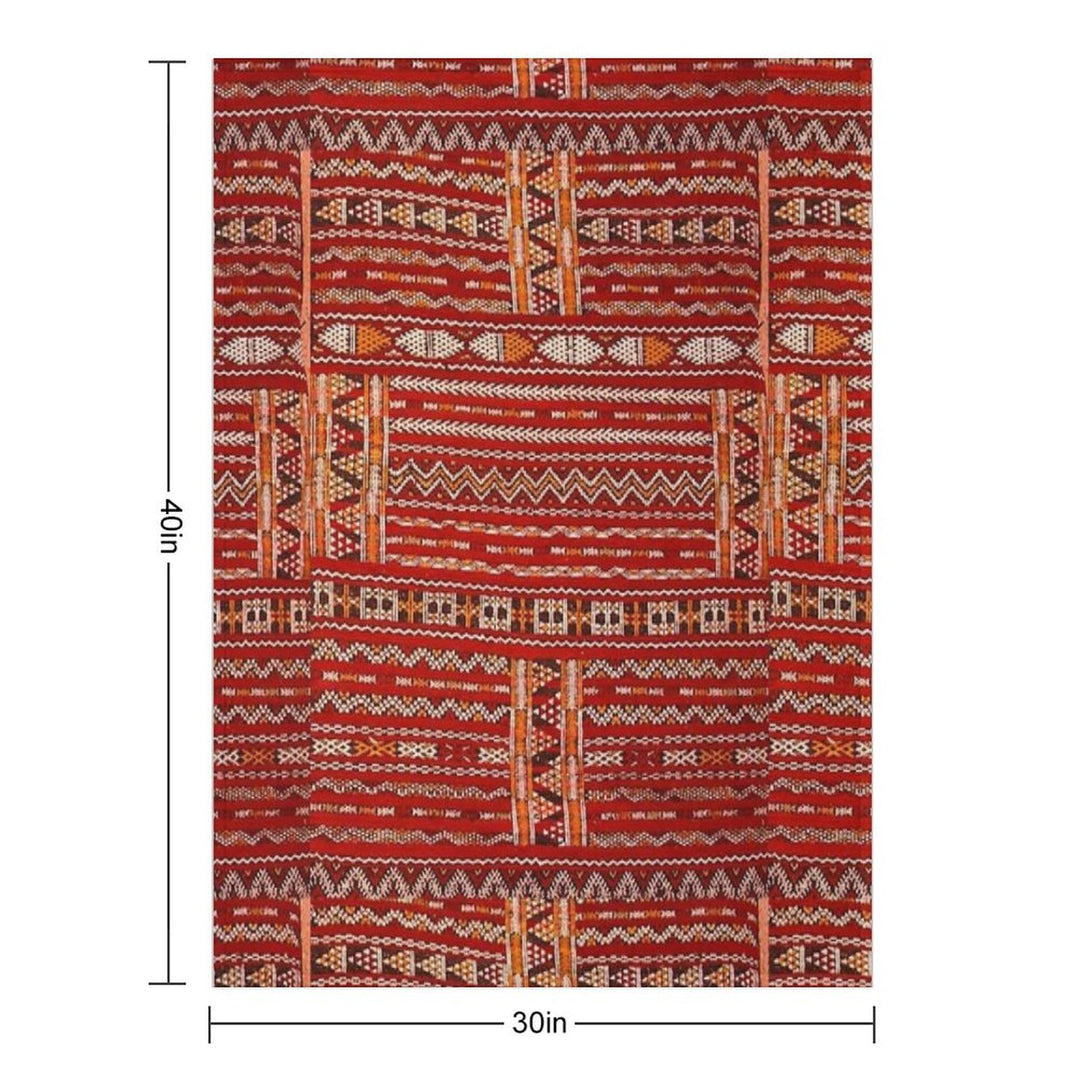Red Vintage Moroccan Pattern Premium Throw Blanket