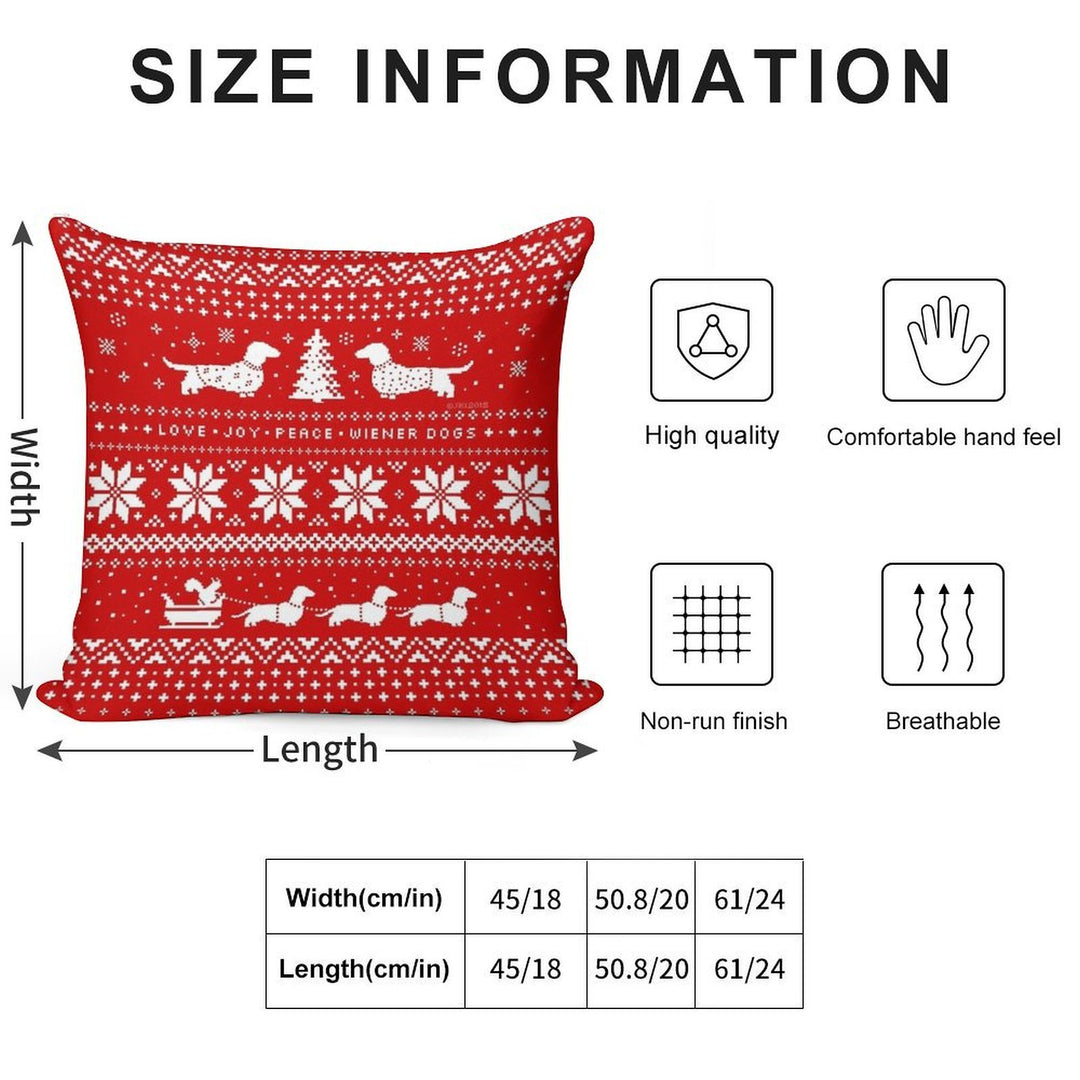 Dachshunds Christmas Sweater Pattern Soft Reinforced Edging Throw Pillow