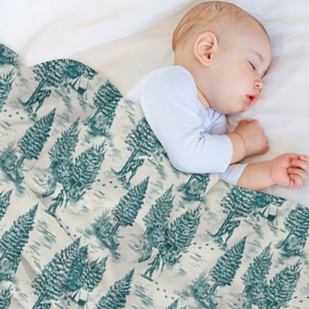 Bigfoot  Sasquatch Toile De Jouy in Teal Compact Throw Blanket