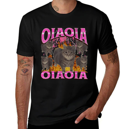 Funny Oiia Oiia Cat Meme Bootleg Graphic Men Women  Trendy Pattern T-Shirt