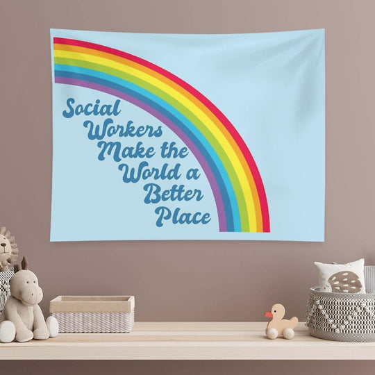 Social Work Rainbow Quote Tapestry