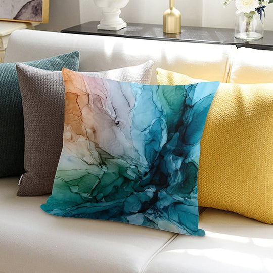 Salty Shores Colorful Abstract Painting Soft Washable Throw Pillow