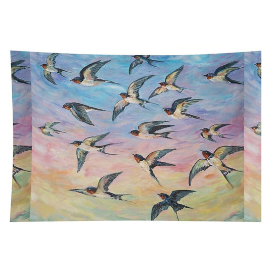 Barn Swallows Acrylic Painting Tapestry