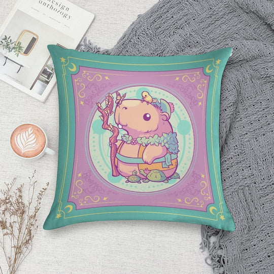 Druid Capybara Soft Reinforced Edging Throw Pillow