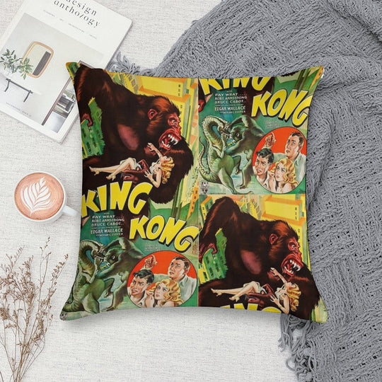 King Kong Vintage Film Soft High-Density Material Throw Pillow